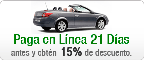 Paga en l�nea 21 d�as antes y obt�n 15% de descuento