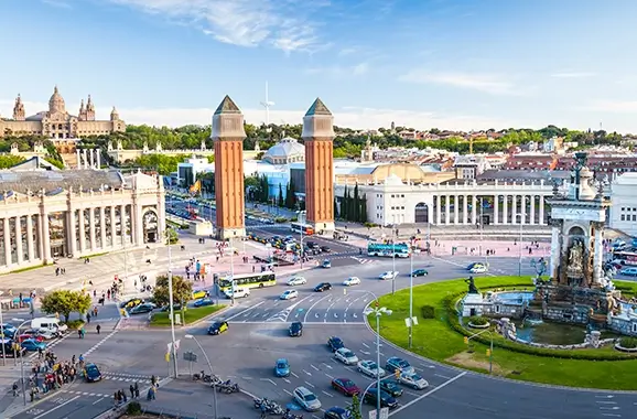 foto panormica de la plaza de espaa en barcelona