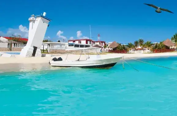 leaning lighthouse in puerto morelos